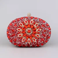 Flower Rhinestones Evening Bags Metal Prom Clutch Diamonds Clutch With Chain Shoulder Handbags Wedding Female Purse - Image 4