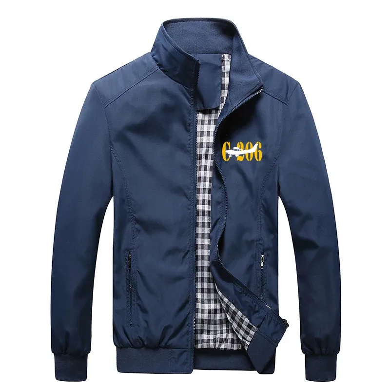 

2024 Fashion Standing Collar High Quality Men's Jacket Spring Autumn Plane Pilots Cessna 206 Man Coats Jackets Good Clothes