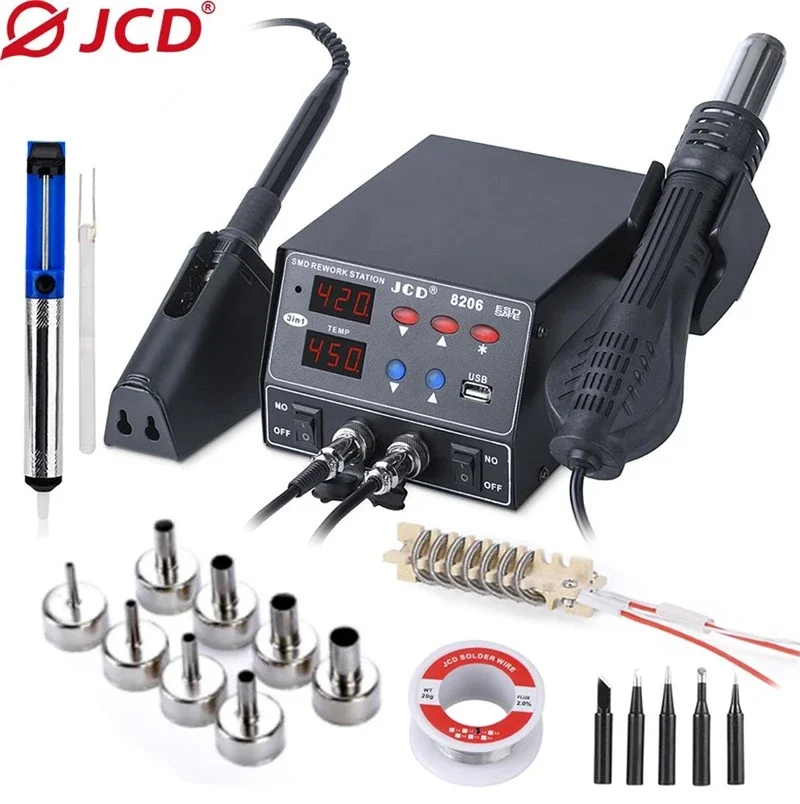 JCD 800W SMD Soldering Station Quick Heat 3 in 1 with USB Interface LED Display