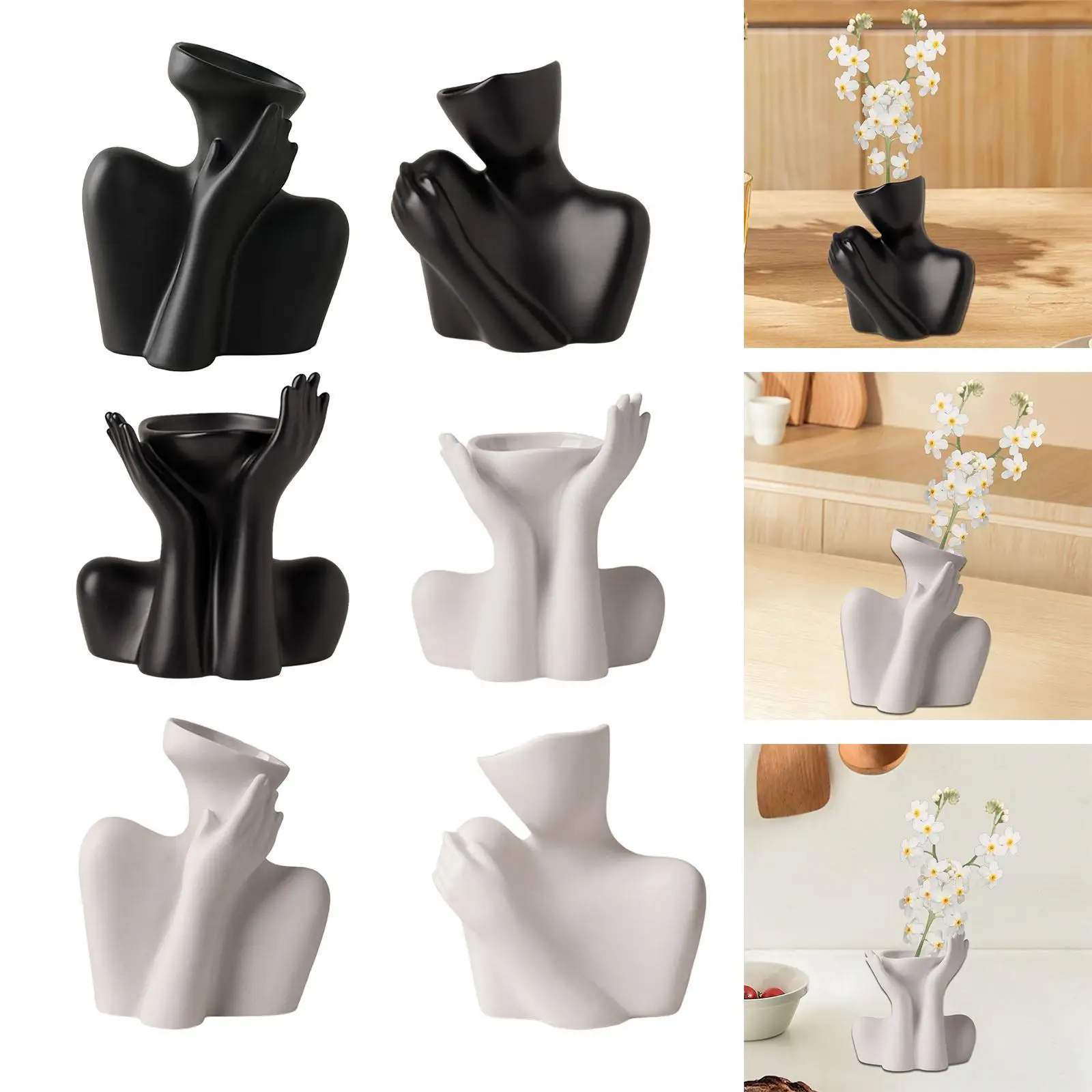 Ceramic Vase Container Portable Decor Accessories Plant Holder for Kitchen Wedding Desktop Dried Flower Arrangement Living Room