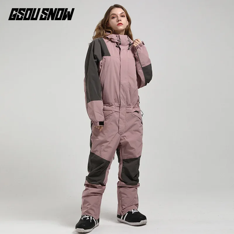Ski wear new ski suit for women fluorescent camouflage warm waterproof and breathable single and double board one-piece ski suit unisex