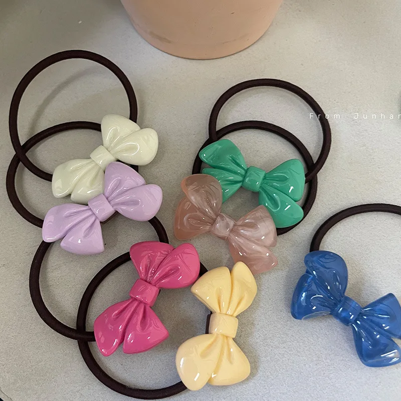 

Gentle Cream Color Series Bowknot Headband Simple Rubber Band Tied Hair Sweet Hair Rope Tied-up Hair Elastic Hair Bands