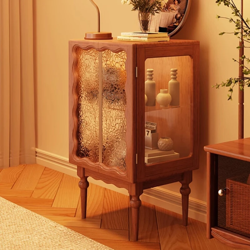 

Solid wood retro bucket cabinet, bedroom bed end storage cabinet, wall storage cabinet, multi-functional vertical, integrated