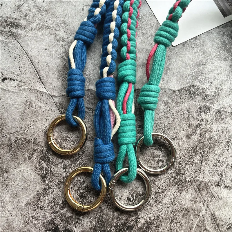 Luxury Cotton Lanyard with Metal Key Ring - Customizable Crossbody Strap