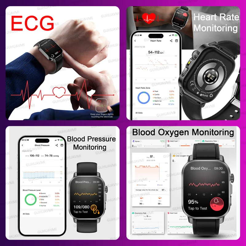 Women Physical Examination Smart Watch ECG+HRV Blood Pressure Blood Oxygen Blood Fat Heart Rate Temp Health Diagnosis Smartwatch 3