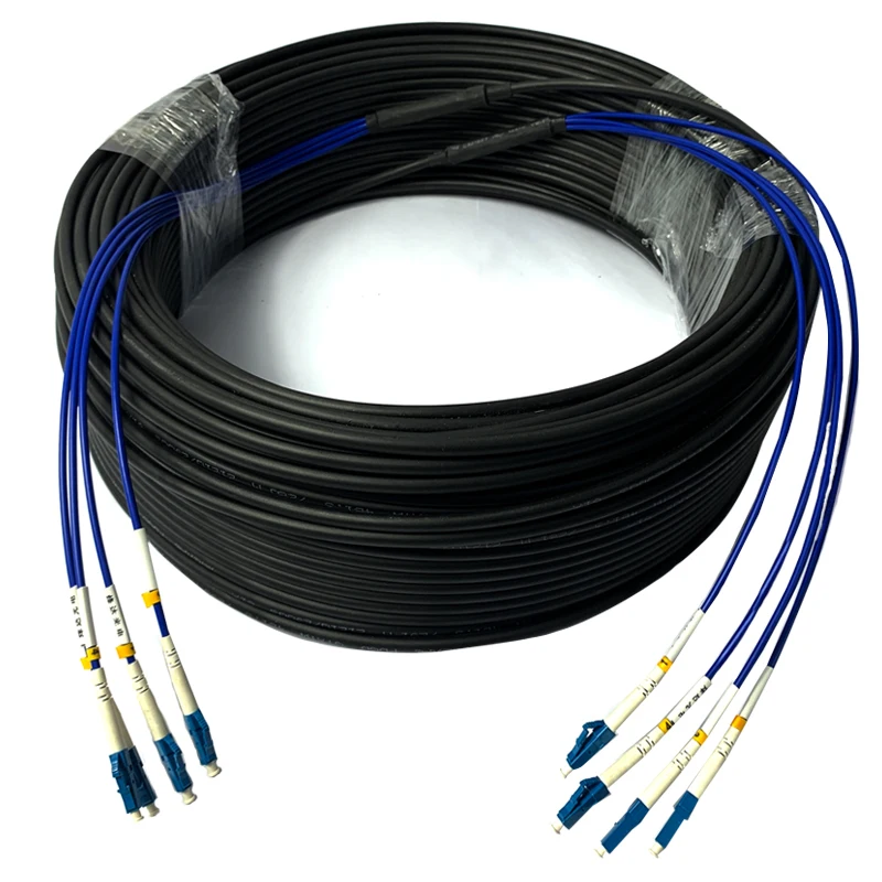 100meters LC-LC Armored Fibra Optica Cable Single-mode 4 6 8 12 Cores Overhead outdoor Fiber Optic GYXTW Out Dia 6mm