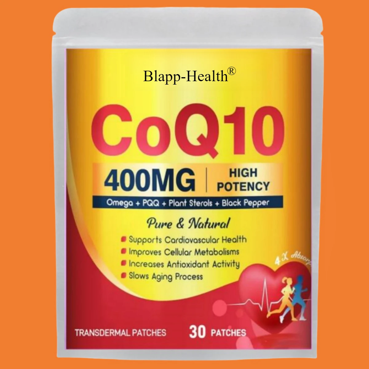 30 رقعة CoQ10 Transdermal بالإضافة إلى PQQ، أوميغا 3، وفيتامين E، للطاقة الخلوية والقلب