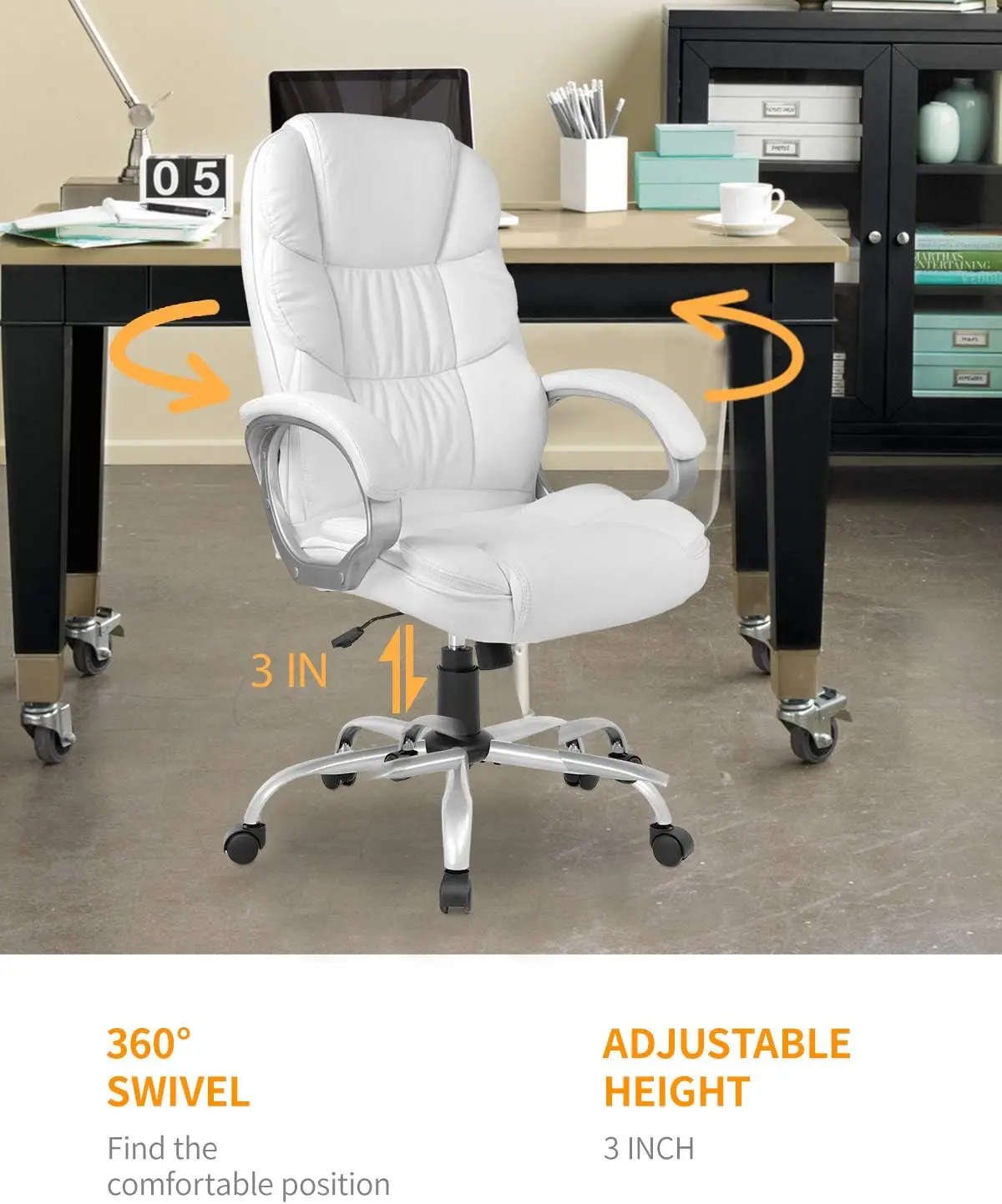 Office Chair Computer High Back Adjustable Ergonomic Desk Chair Executive PU Leather Swivel Task Chair