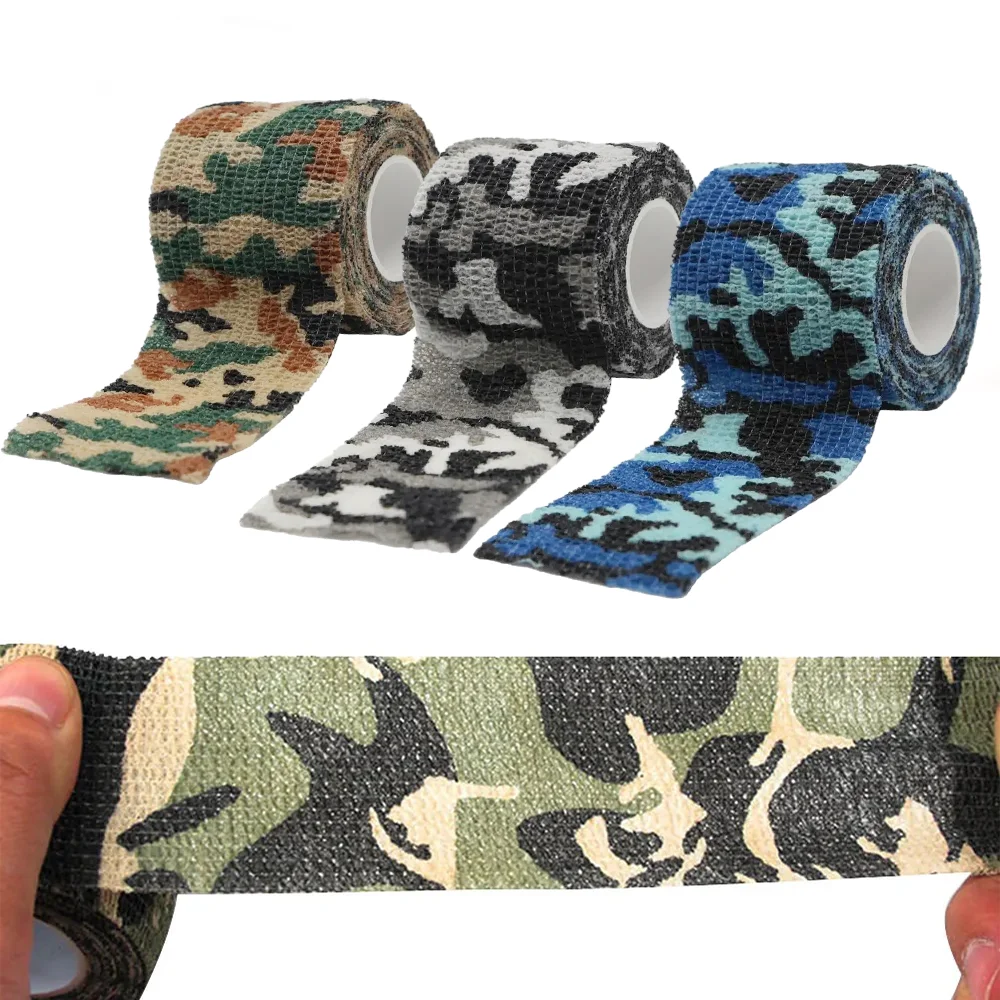 Hunting Camouflage Tape Self-Adhesive Stretchable Wrap Outdoor Gear Concealment Tactical Camo Bandage Cylindrical Objects