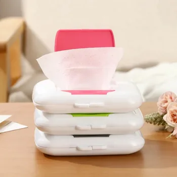 Custodia per salviette umidificate per bambini in materiale PP Custodia per salviette portatile Custodia con chiusura a scatto Scatola per fazzoletti con cinturino a scatto Custodia cosmetica riutilizzabile riutilizzabile