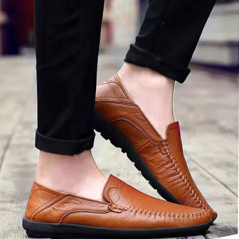 Men Casual Leather Shoes Spring Loafers Slip on Business Classic Soft Moccasins Hombre Breathable Flats