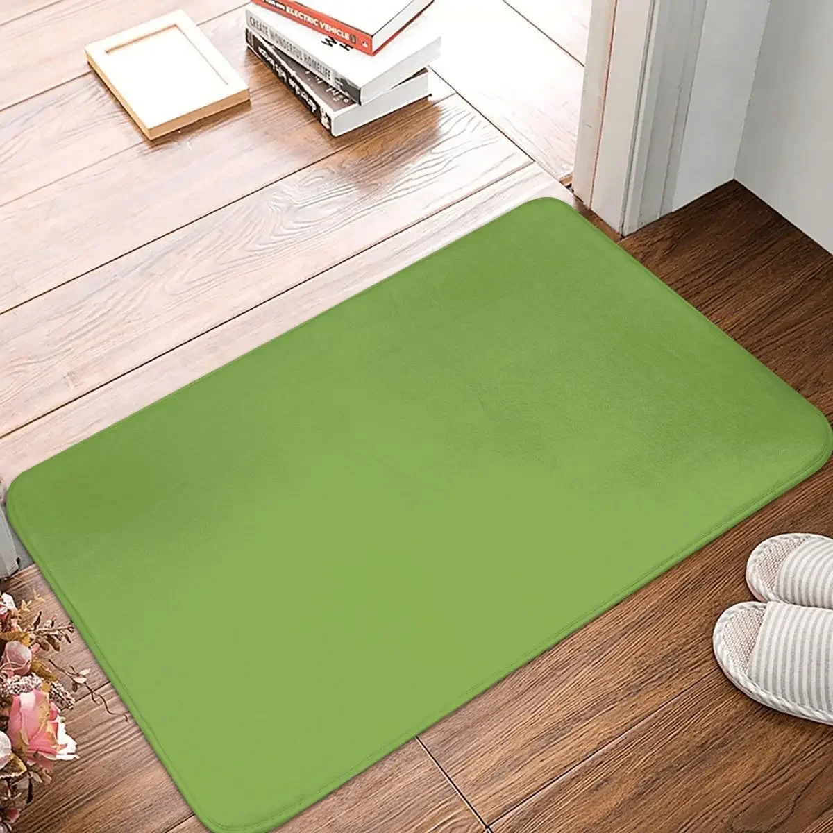 

Plain Solid Color Neon Fluroescent Green Doormat Rug Carpet Mat Footpad Polyester Anti-slip Water Oil Proof Front Room Corridor