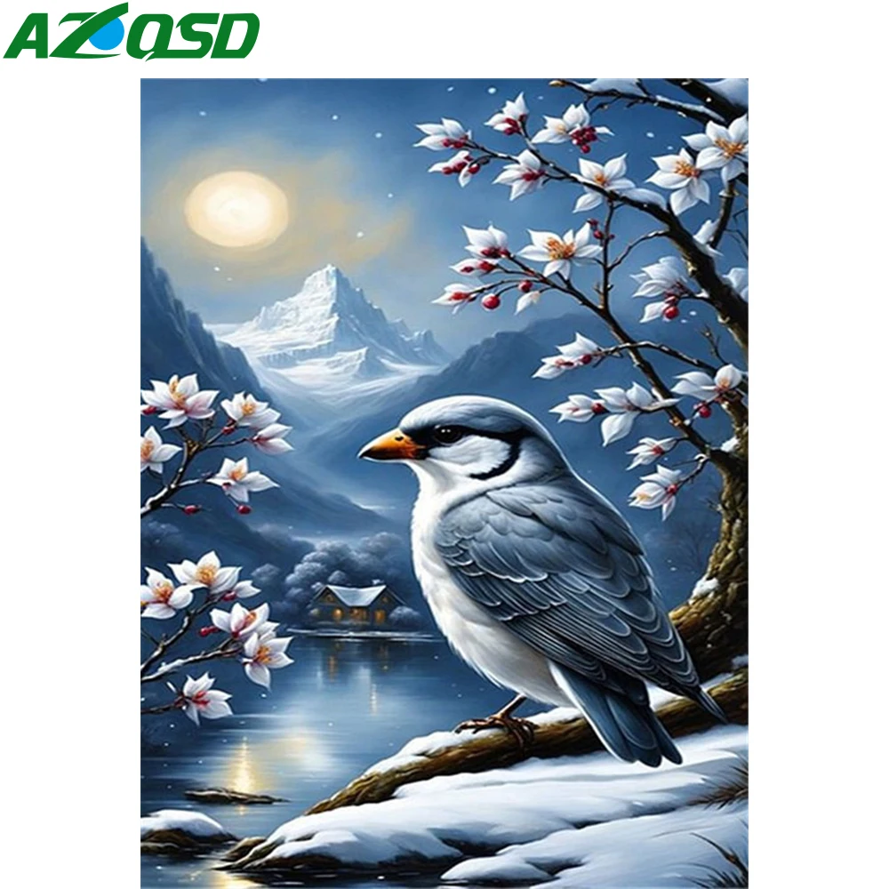 

AZQSD 5d Алмазная вышивка птицы животные вышивка крестиком полная квадратная зимняя картина снег 30x40 см украшение дома искусство рукоделие