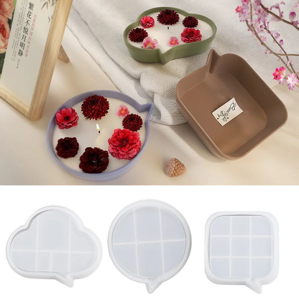 

Round Storage Plate Silicone Mold Square Round Cloud Candle Plaster Epoxy Resin Mold DIY Handmade Casting Gifts Home Decoration