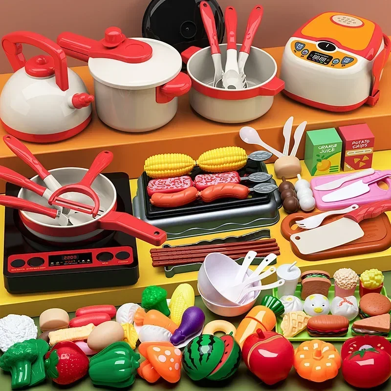 Kids Kitchen Toys Set 29 PCS Play Kitchen Accessories Kit with Play Pots Pretend Food Cooking Toy Toddler Girls Boy Gift