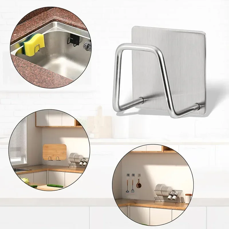 Kitchen Storage Rack Sink Sponge Rack Wall Mounted Organizer Dish Drying Rack Sink Drain Rack Sink Sponge Holder Under Sink Storage Rack Under Sink Organizer Kitchen Stainless Steel Sink Sponges Holder Drain Drying Rack Self Adhesive Storage Holder Wall Hooks