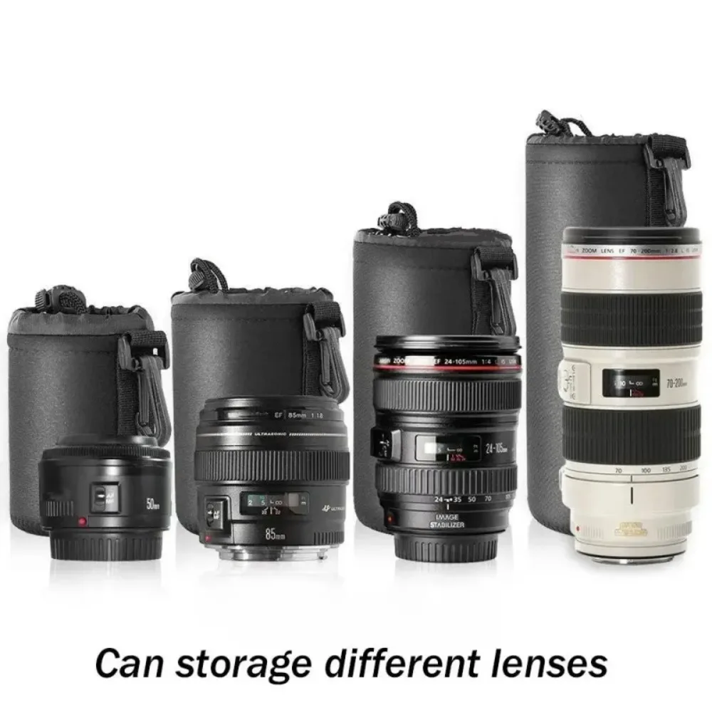 Waterproof Camera Lens Pouch Soft Drawstring Case for Canon Sony Nikon Most DSLR Lenses RF11