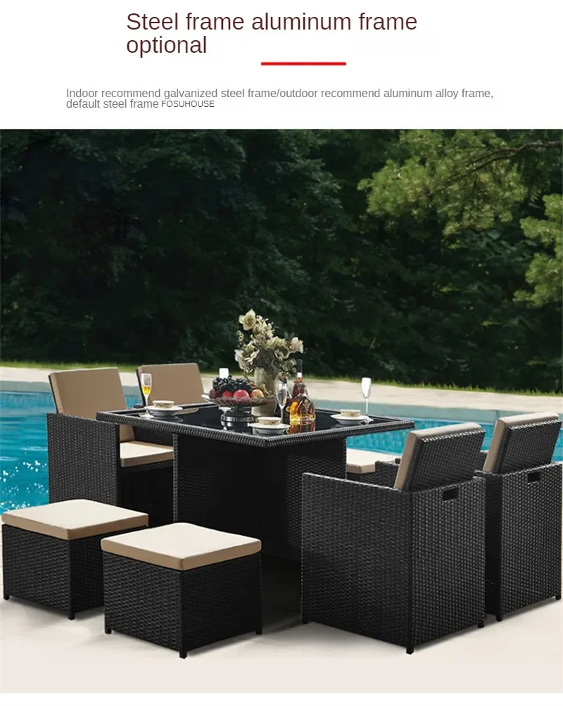 Modern Open-air Garden Furniture Sets Patio Rattan Furniture Set Waterproof and Sun-proof Armchair Leisure Outdoor Table Chairs