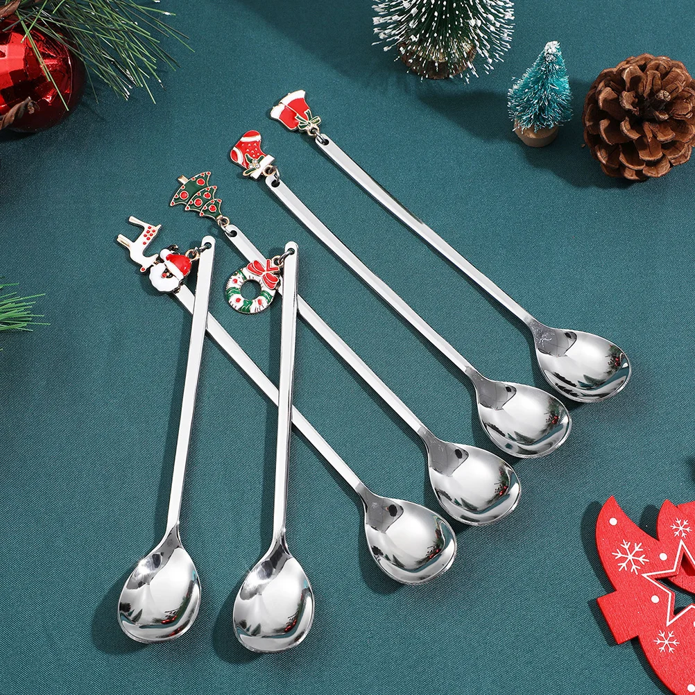 

Christmas Fork and Spoon Set Stainless Steel Cutlery Teaspoons Coffee Delicate Forks