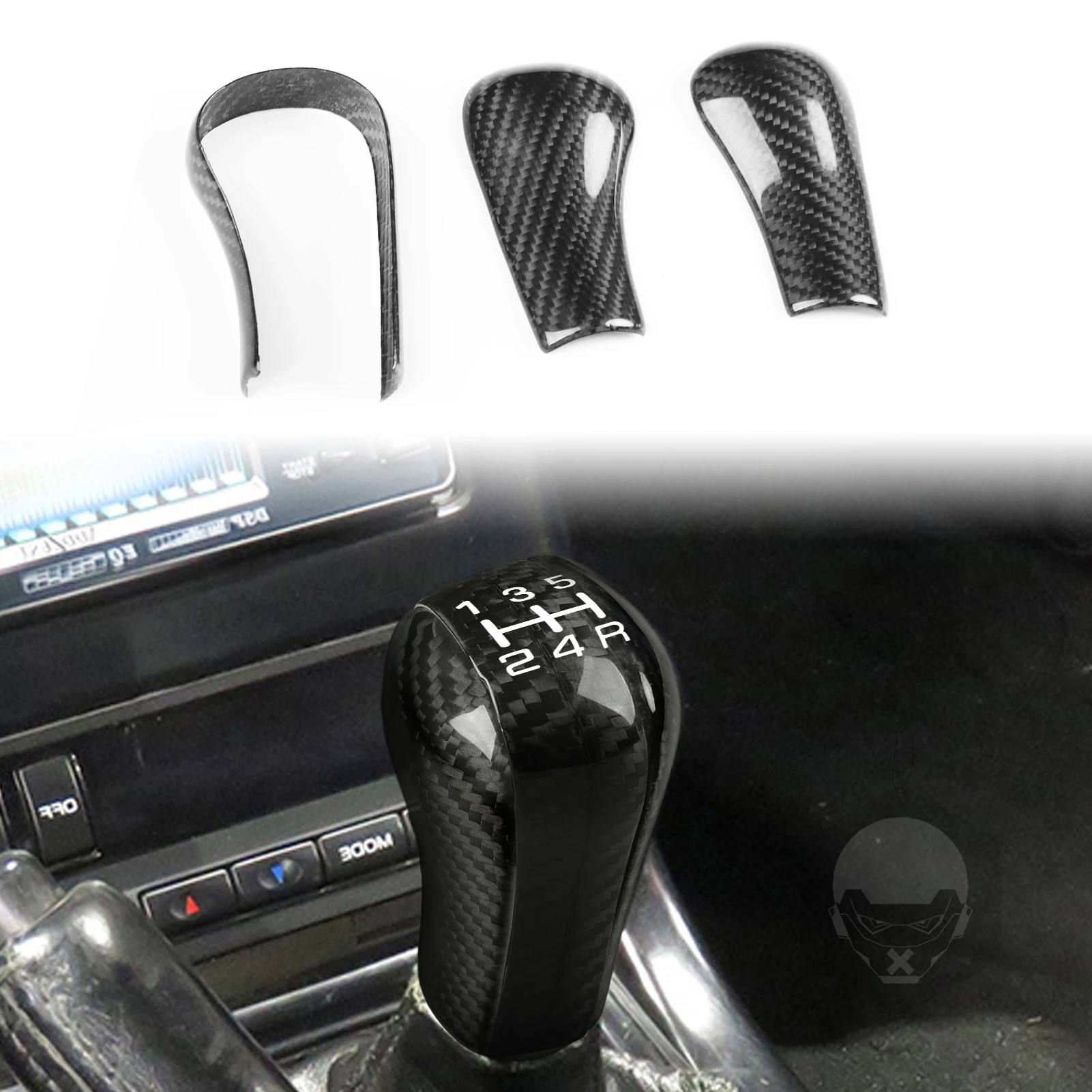 

For NISSAN GTR R34 /R33 /R32 1994-2002 Carbon Fiber Red/Black Interior Gear Shift Head Knob Cover Side Trim Cap Sticker