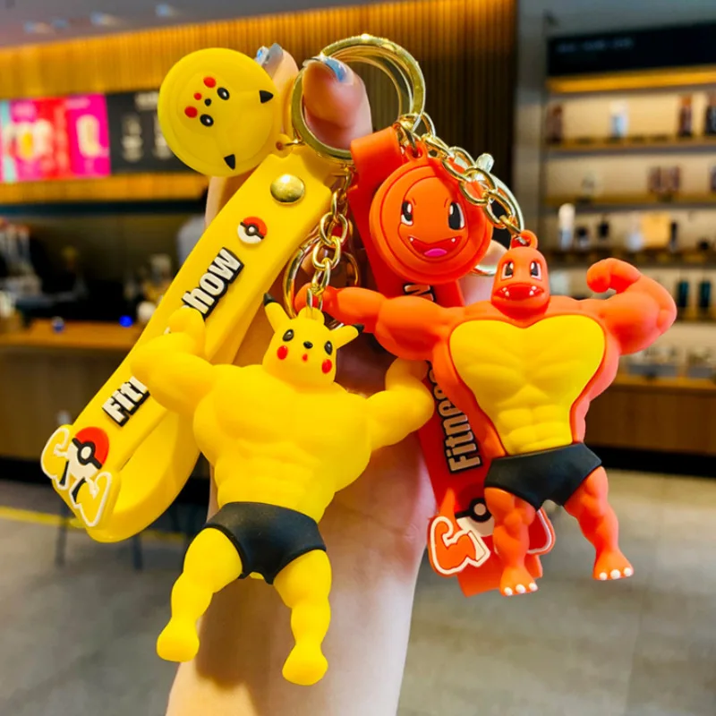 

Pokemon Creative Funny Keychain Action Figure Anime Pikachu Squirtle Cartoon Keyring Bag Pendant Decorations Kids Toys Gift