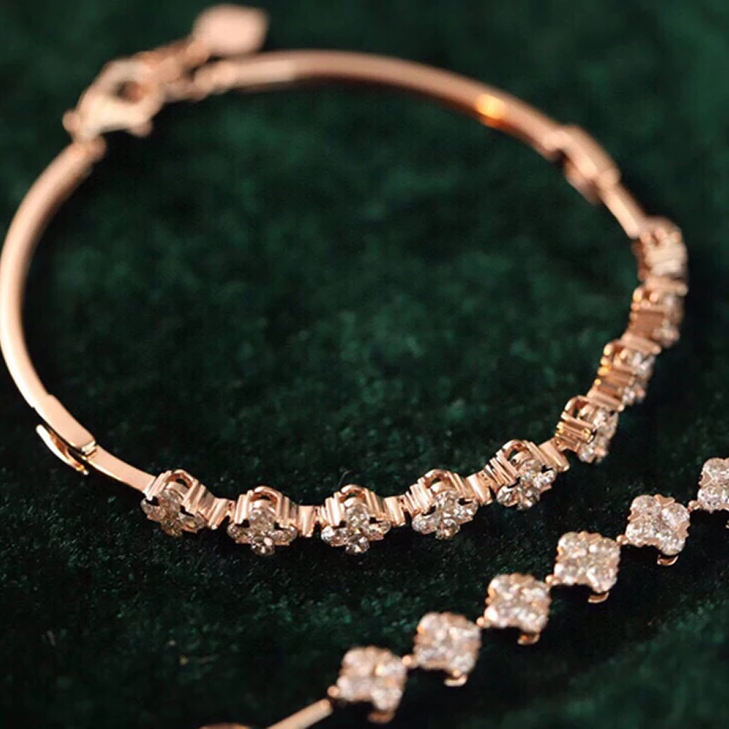 S3db8cae588a446b2ab76af99c7ec86c4Q Aazuo Fine Jewelry 18K Solid Rose Gold Natrual Diamonds 1.35ct Fairy 4 Leafs Flower For Woman Senior Banquet Engagement Party