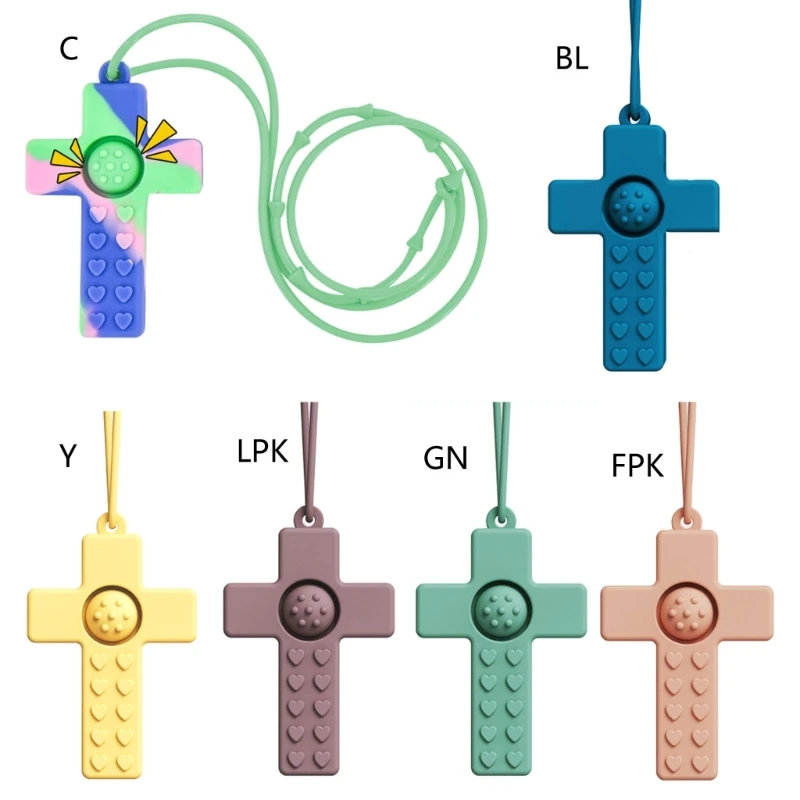 

HUYU Versatile Rubber Teether Silicone Cross Teething Rings Alleviates Itchy Gums Perfect for Teething Babies Travel Durable