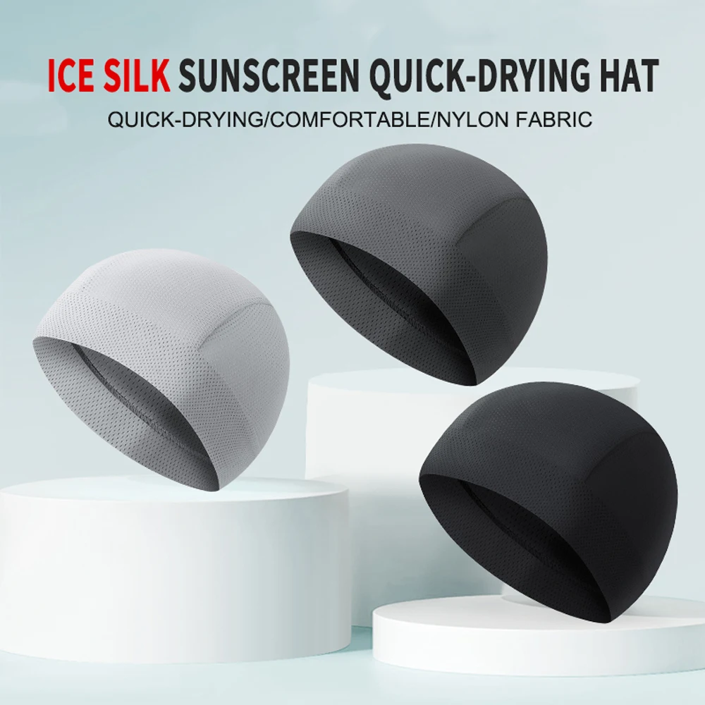 Outdoor Sports Cycling Hat Quick Drying Small Cap Motorcycle Ice Silk Breathable Hat Bike Helmet Liner Hat Running Skiing Headwe 3