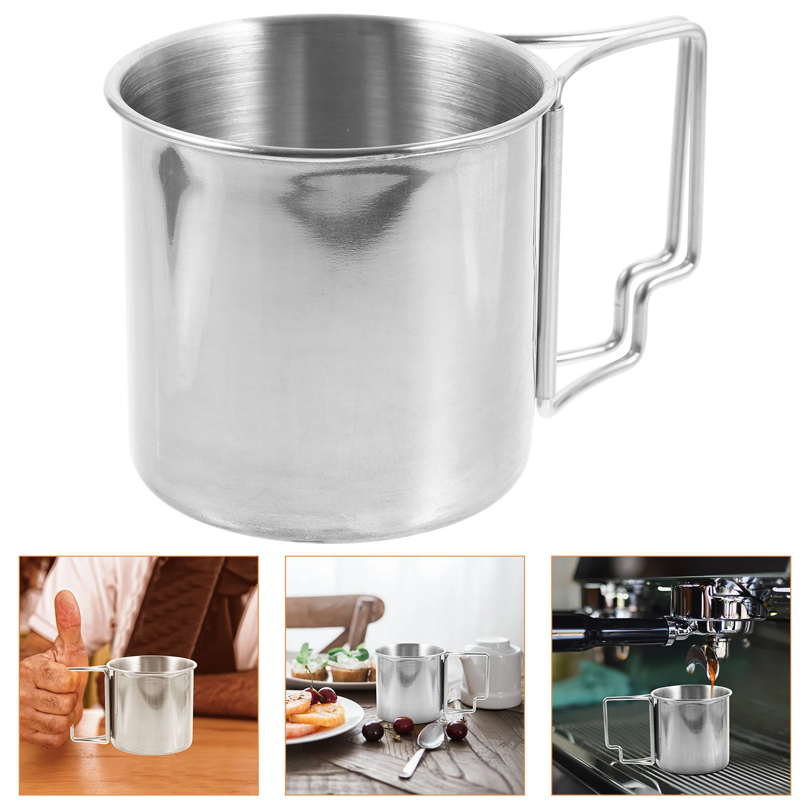 

Stainless Camping Mug Portable Beer Mug with Folding Handle Outdoor Camping Mug Tea Beer Mug
