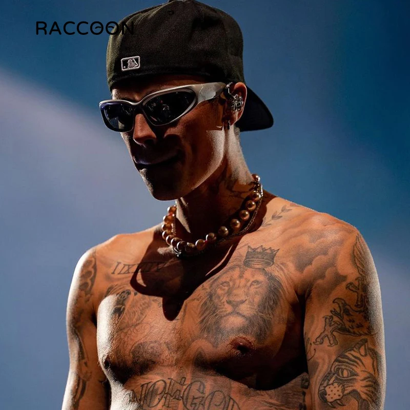 b926✨希少✨【PPFM】90s　00s　Y2K　八の字　ラムレザー　送料無料 80488 Futuristic Oversized Punk Y2K Sunglasses - UV400