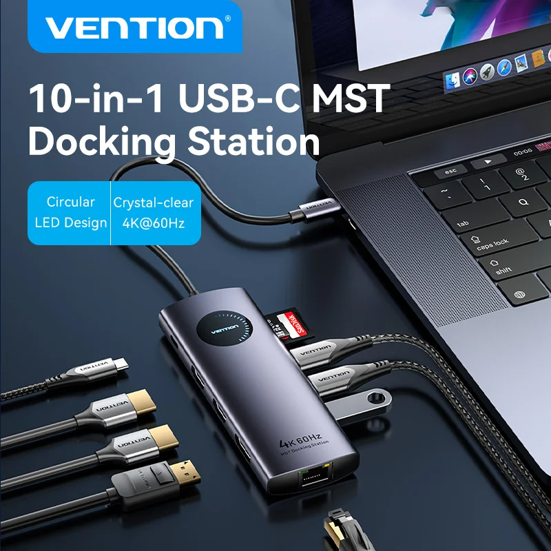 Vention USB C концентратор к HDMI DisplayPort USB 3,0 адаптер 9/10 в 1 USB Type C концентратор док-станция для MacBook Pro Air PD RJ45 SD Card Reader