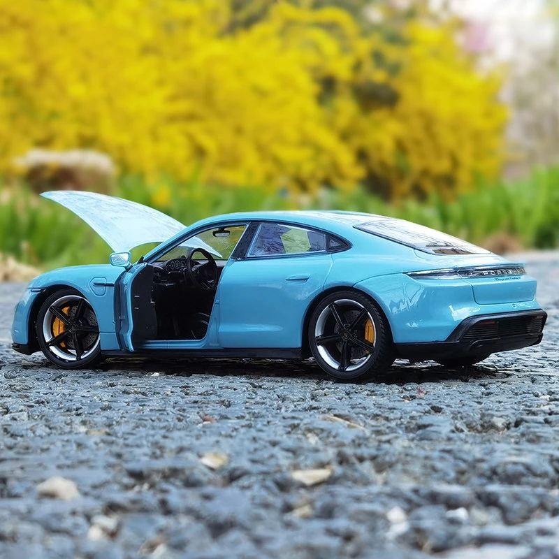Welly 1:24 Porsche Taycan Turbo S 합금 스포츠카 모델 다이캐스트 금속 신 에너지 자동차 차량 모델 컬렉션 어린이 선물