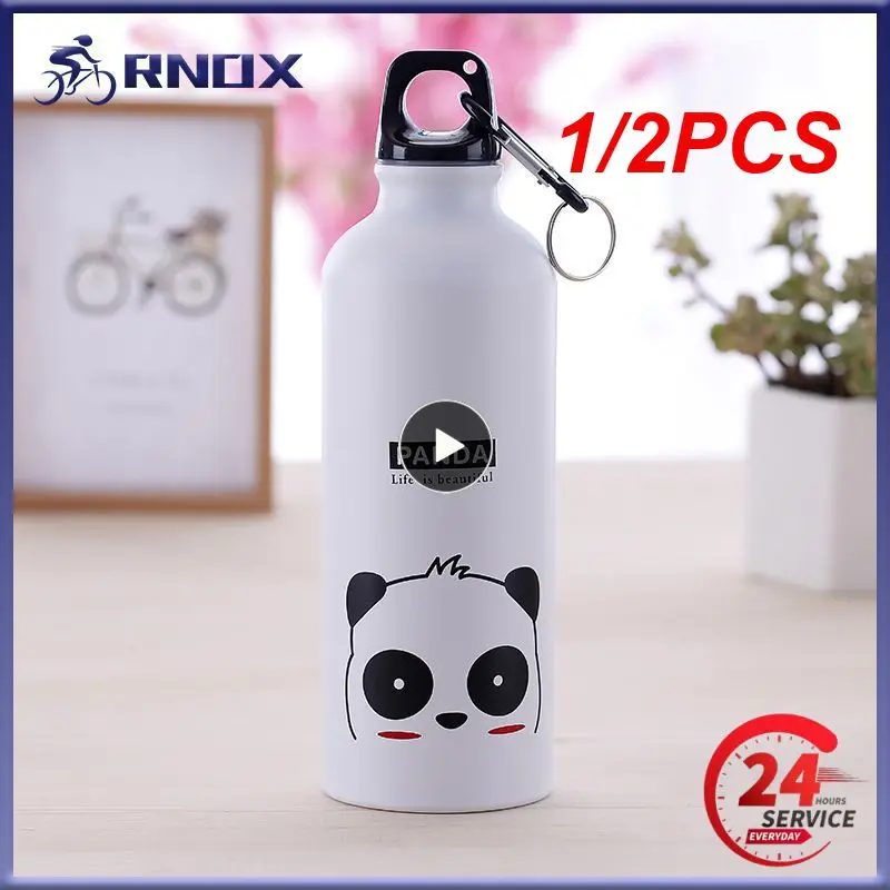 

1/2PCS 500ml Sport Bottle Cartoon Family Portable Carabiner Sports Bottle Card Lovely Pattern Water Bottle Kids Sport Drink