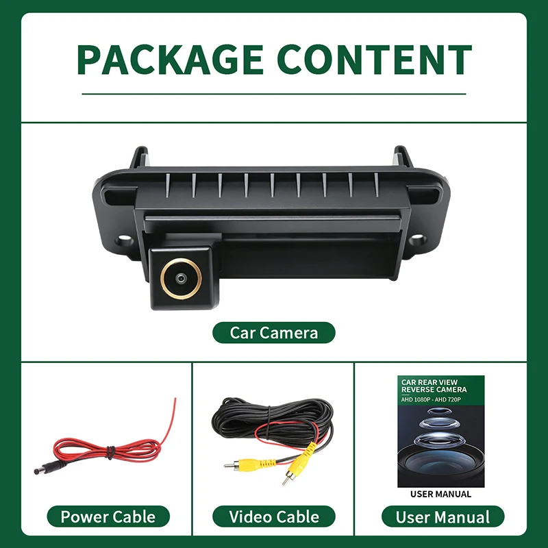 AHD 1080P CVBS 차량 트렁크 손잡이 후방 카메라 (벤츠 C W204 C180 C200 C260용) 방수 후방 카메라