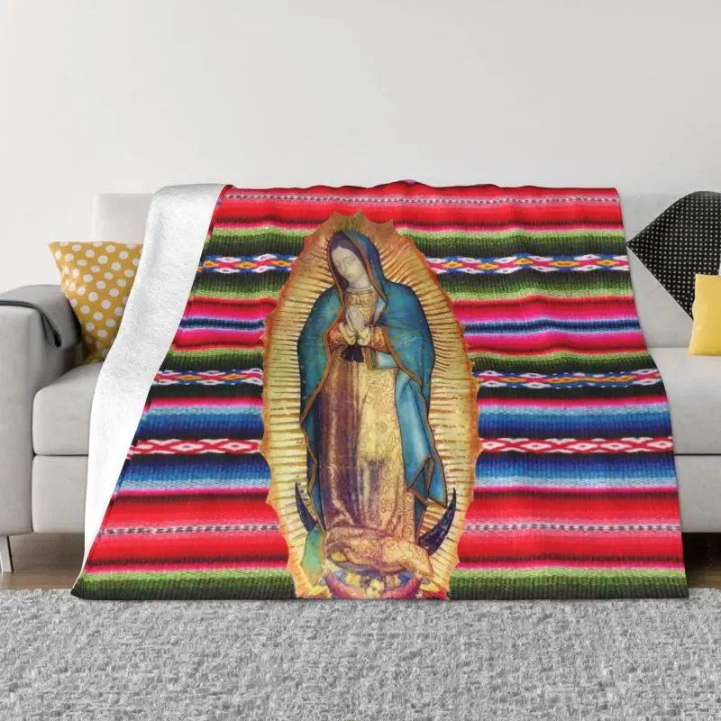 

Our Lady Of Guadalupe Virgen Maria Zarape Blankets Warm Flannel Virgin Mary Catholic Throw Blanket for Home Sofa Office Travel