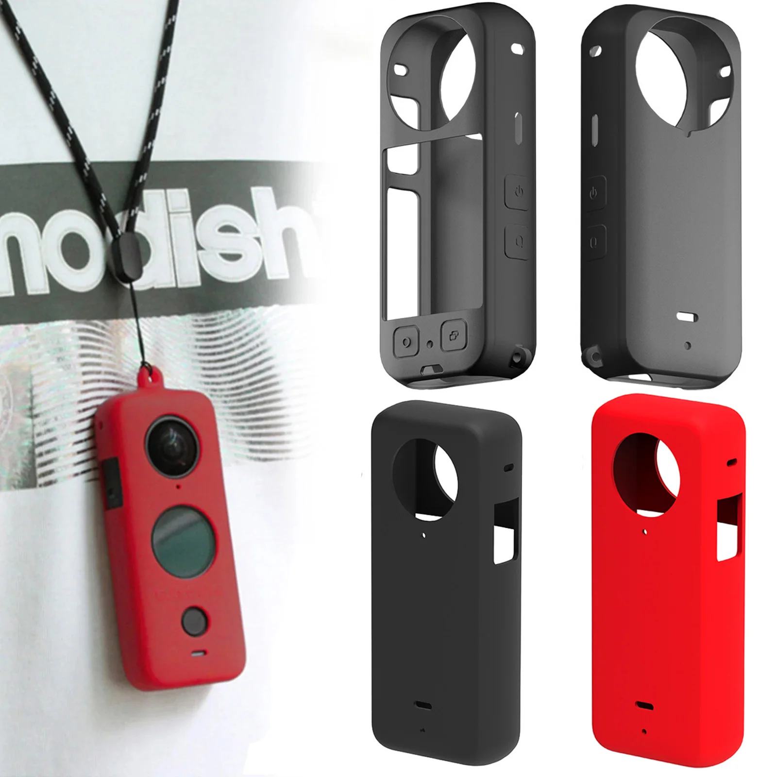 

Gosear Soft Silicone Protective Case Cover Skin Sleeve with Wrist Strap for Insta360 Insta 360 One X3 X2 Camera Accessories