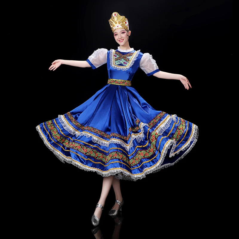 Retro Russian Palace Women's Dress Ethnic Dance Big Swing Dress велосипедки гимнастические grace dance russian р 36