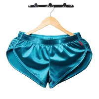 Boxer pyjama Sexy pour hommes, sous-vêtements en soie lisse, bas de sommeil, vêtements de maison, short de salon, culottes masculines 1