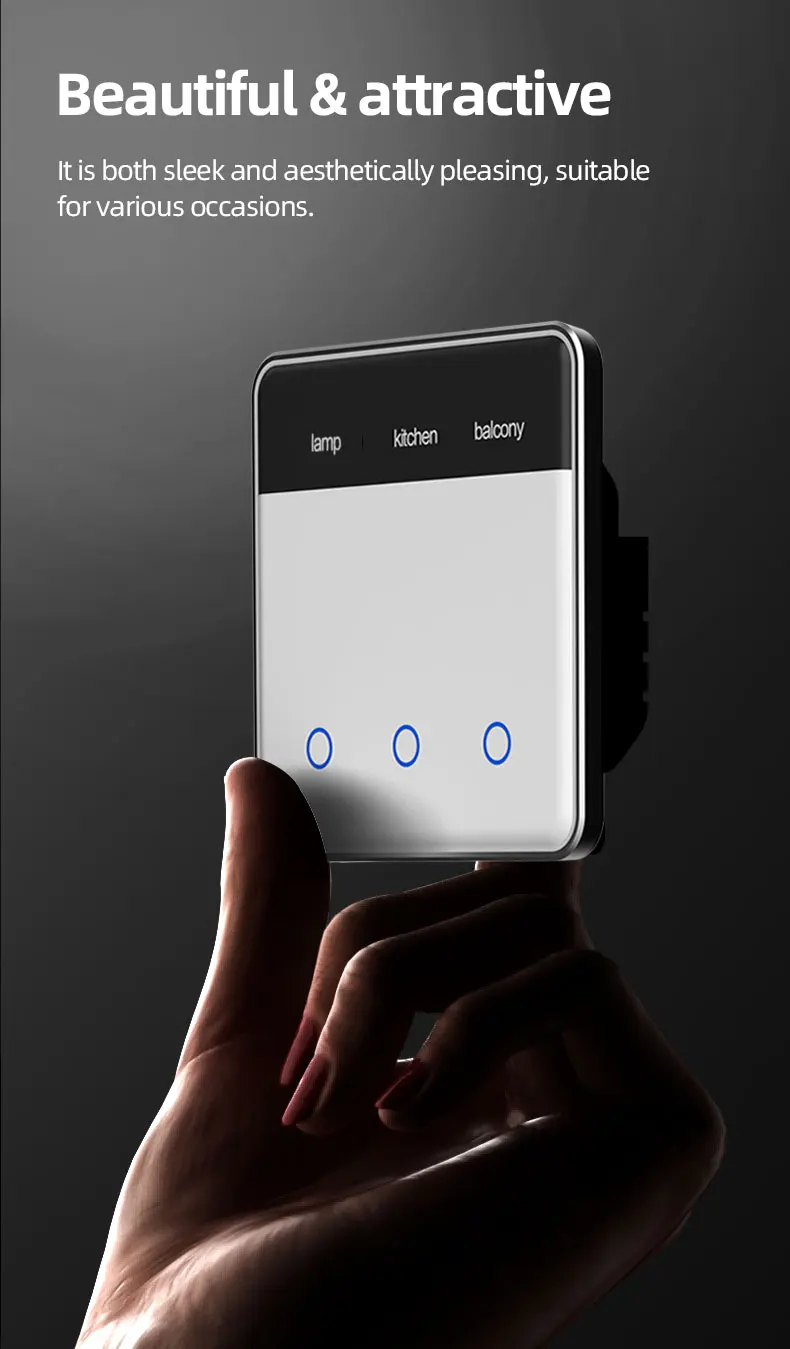 Zigbee DIY Name Switch with Display Screen Touch Panel EU Light Switch Works wit