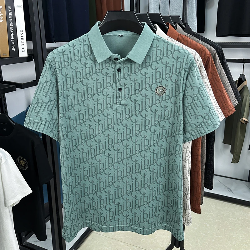 2026 Neu Herren Kurzarm-T-Shirt Sommer Eisseide Neues Revers-POLO Business-Oberteil Lässiges Anti-Falten High-End-Oberteil Enganliegendes Oberteil