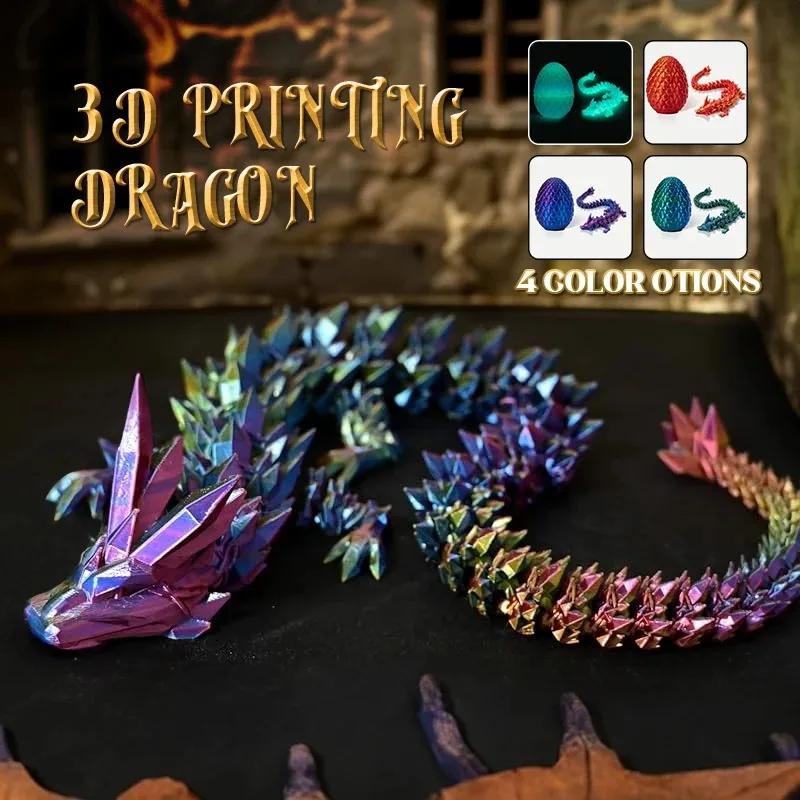 3D Printed Articulated Dragon with Dragon Egg 3D Printed Dragon Crystal  Dragon Fidget Toys with Movable Joints for Fish Tank - AliExpress