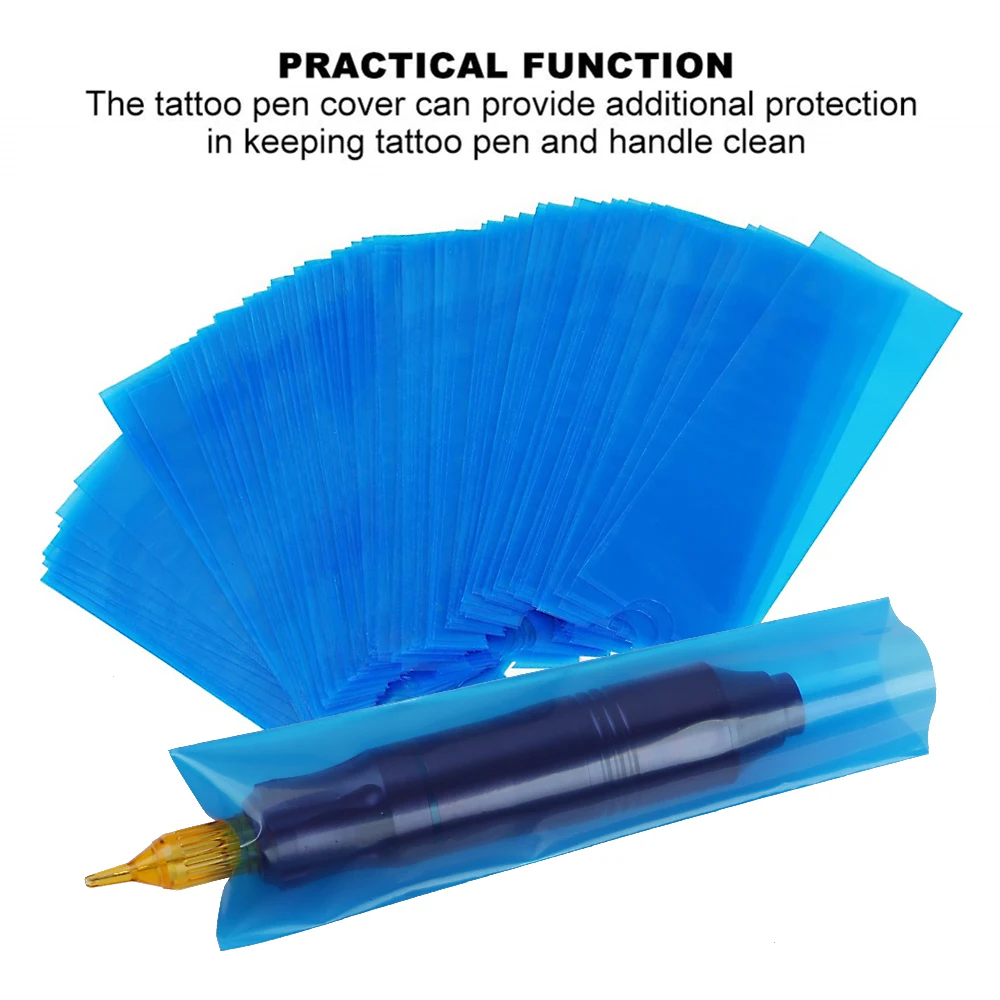 50/100/200pcs Copri Borsa Per Penna Per Tatuaggio Usa E Getta Macchina Manicotti Per Penna PMU Borse Blu Rosa Impermeabili Trasparenti Per Accessori Per Tatuaggi