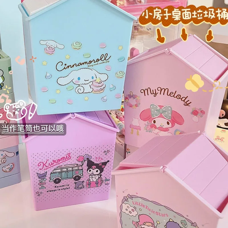 

Cinnamoroll Kuromi My Melody Sanrio милый мультяшный Настольный Органайзер в форме домика мусорная корзина аниме плюшевые игрушки для девочек подарок