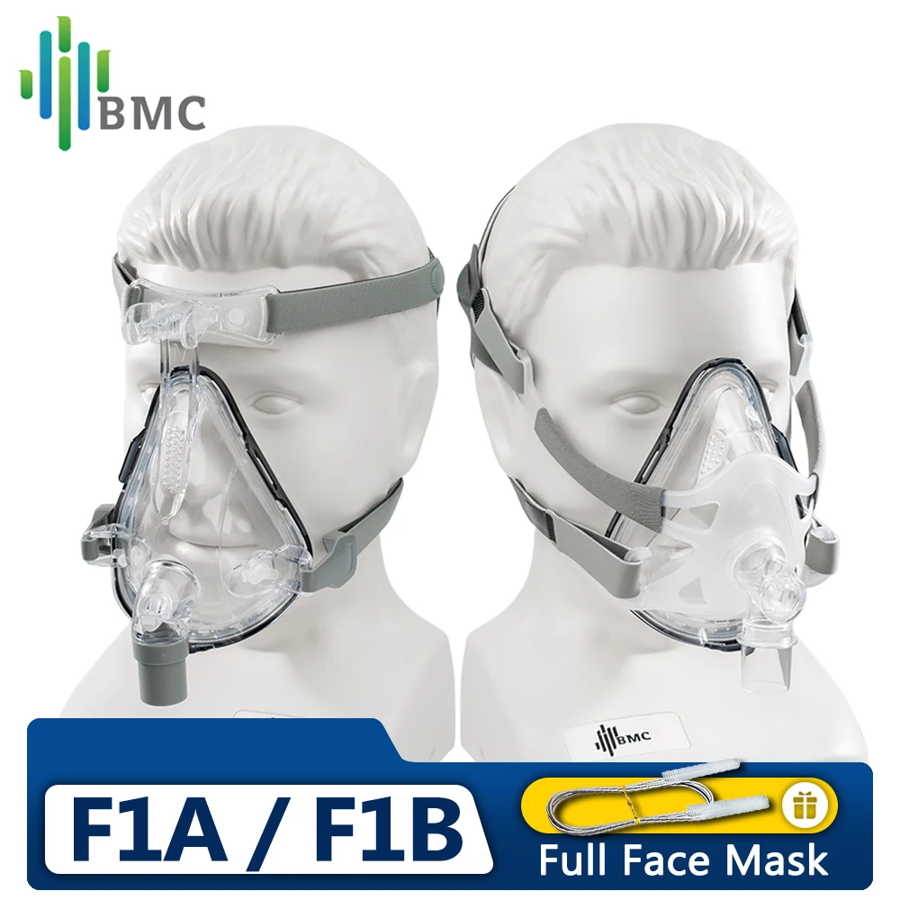 BMC Original CPAP Full Face Mask & Headgear F1A/F1B Auto CPAP/BiPAP Mask Improved Comfort Anti Snoring Relief Sleep Apnea