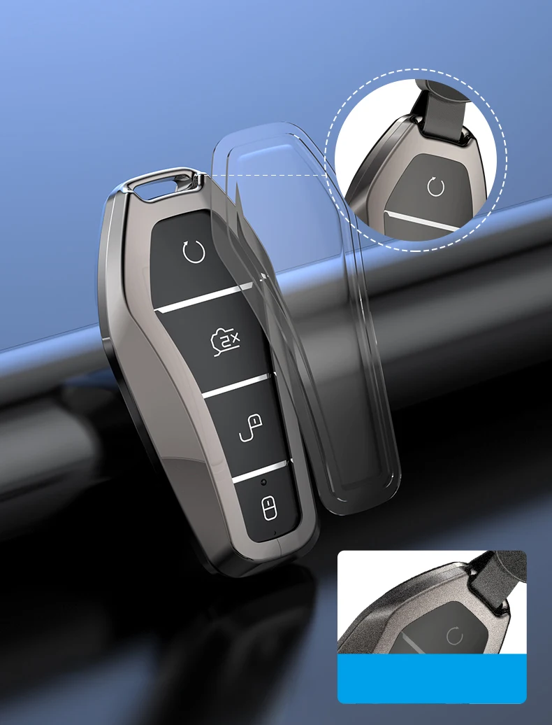 For BYD Atto 3 Yuan Plus 2022 2023 Car Aluminium Alloy Key Cover Protective Shell Case Buckle Modificated Auto Accessories