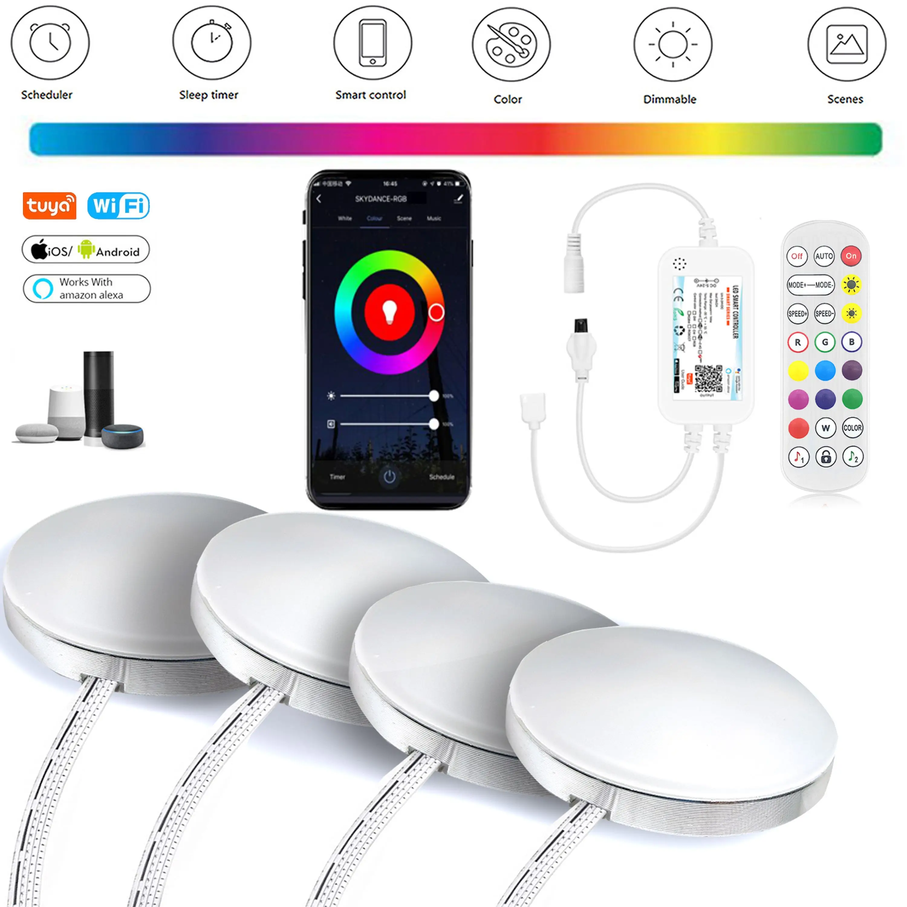 Wifi + ИК-пульт дистанционного управления для шкафа фотография цветовая температура теплый + белый двойной цвет или RGB для кухни