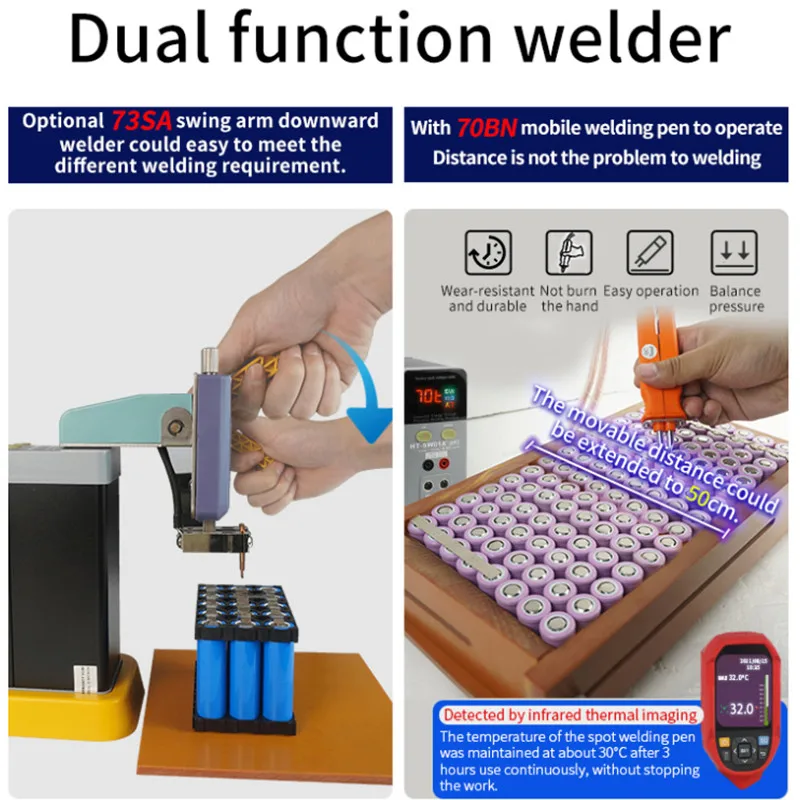 Iron-lithium Power Battery Spot Welder Aluminum to Nickel Capacitor Storage Spot Welding Machine LED Digital Display MAX 0.5mm 5
