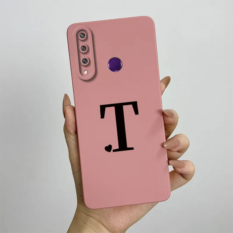 Cute Initial Letters Square Phone Case - Shockproof Back Cover