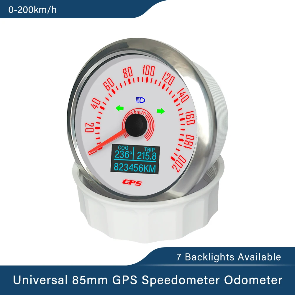 Auto Boot Universal 85mm GPS Tacho 160mph 200 km/h mit Zahnrad fahrt odo links rechts drehen Licht Fernlicht mit 7 Farben Hintergrund beleuchtung