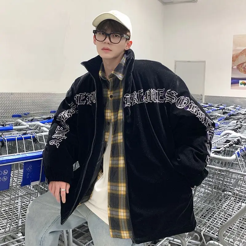 

American Alphabet Baseball Coat Men's Winter Cotton Coat Fashion Brand Large Men's Retro Raspy and Handsome Cotton Coat Men's